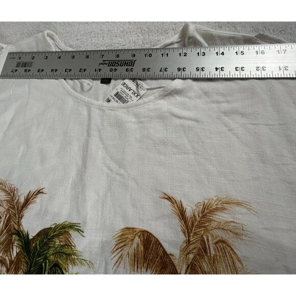 JM Collection Womens Tropic Retreat Palm Print Linen Blend Blouse Top XXL New - Picture 7 of 10